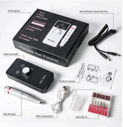 45000RPM Professional Nail Drill Machine Rechargeable Low Noise Electric Nail Drill Sander File for Manicure Gel  Polish Tool