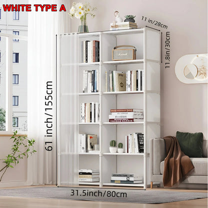 6 Layers Simple Wardrobe Portable Clothes Toys Organizer Dustproof Double Row High Capacity Partition Bookshelf Bedroom Cabinet