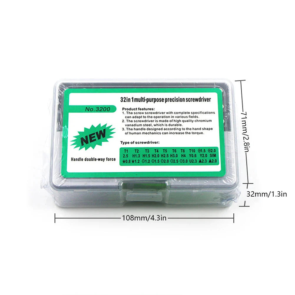 32 In 1 Precision Screwdriver Combination Multifunctional Magnetic Driver Bits Set Portable for Phone Laptop Computer