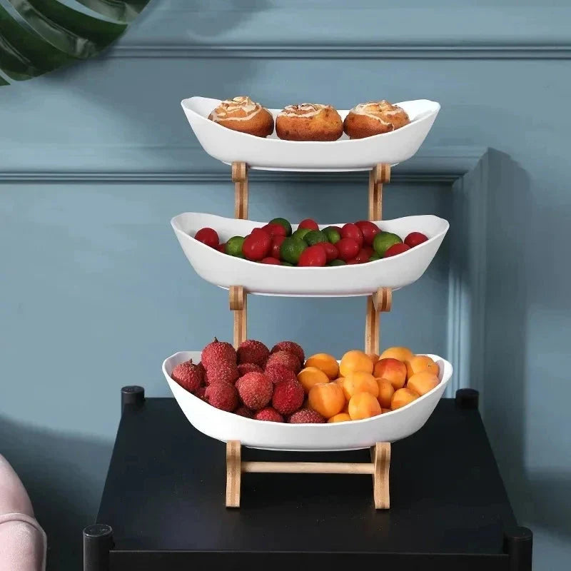 2/3 Layer Fruit Plate Home Living Room Plastic Snack Dish Creative Modern Dried Fruit Basket Candy Dish Cake Stand Salad Bowl