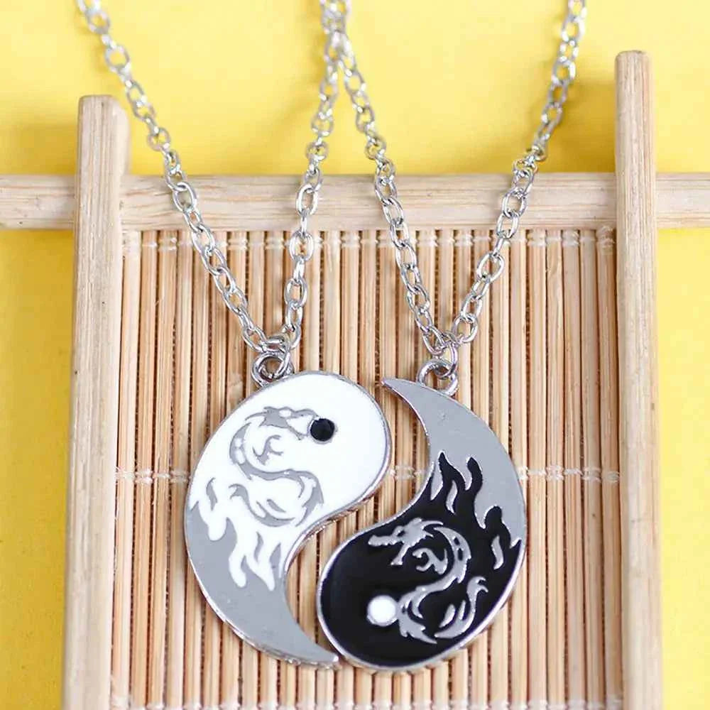 Style For Best Friends Women Fashion Jewelry Lovers Men Couple Necklace Yin Yang Necklace Clavicle chain Gossip Dragon Pendant