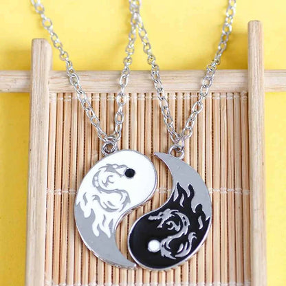 Style For Best Friends Women Fashion Jewelry Lovers Men Couple Necklace Yin Yang Necklace Clavicle chain Gossip Dragon Pendant