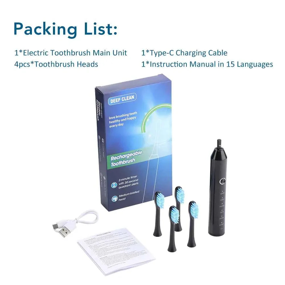 Sonic Electric Toothbrush Smart Dental Teeth Whitening Rechargeable Adult Tooth Brush With 6 Modes and 4 Brush Heads Oral Care