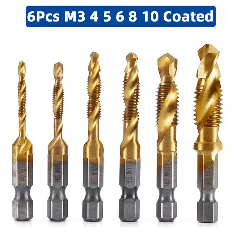LiYu Shank Titanium Plated HSS Screw Thread Metric Tap Drill Bits Screw Machine Compound Tap M3 M4 M5 M6 M8 M10 Hand Tools