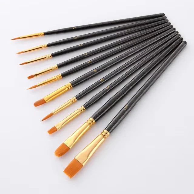 BOMEIJIA 10Pcs/Set Nylon Hair Paint Brush painting by numbers Tool brushes Watercolor Gouache Paint Brushes Drawing Art Supplies