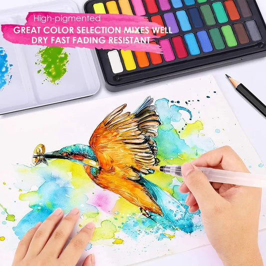 Professional Watercolors Set 24/36 Colors Pigment for Watercolor Painting With Paint Brush&Watercolor Paper Painting Set