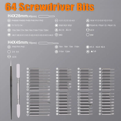 KUNLUN 68-in-1 Mini Electric Screwdriver Set, Small Electric Screwdriver Cordless with 64 Magnetic Bits, 5 Torque Settings,