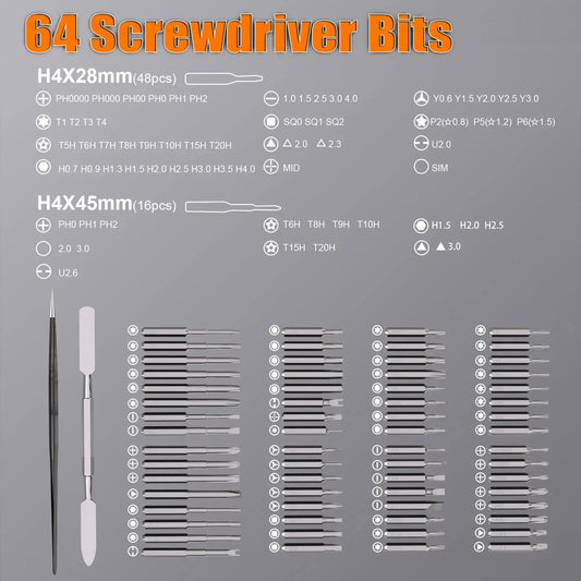 KUNLUN 68-in-1 Mini Electric Screwdriver Set, Small Electric Screwdriver Cordless with 64 Magnetic Bits, 5 Torque Settings,