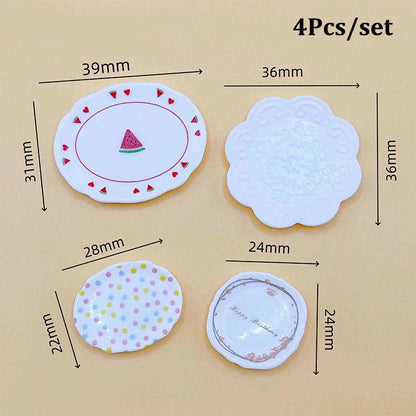 Doll Home Simulation Kitchen Tableware Accessories Dolls House Scene Decor Toy 1:12 Dollhouse Miniature Dining Plates