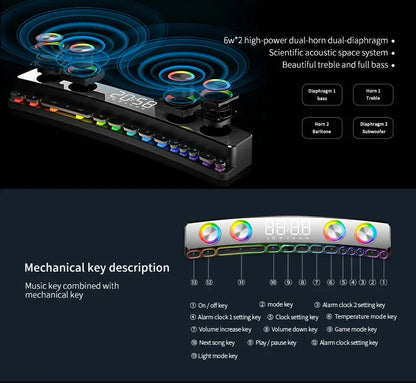 High Quality Bluetooth Speakers Sound Bar RGB 3D Stereo Surround Subwoofer AUX FM Radio Home Clock Computer Music Center Hot New