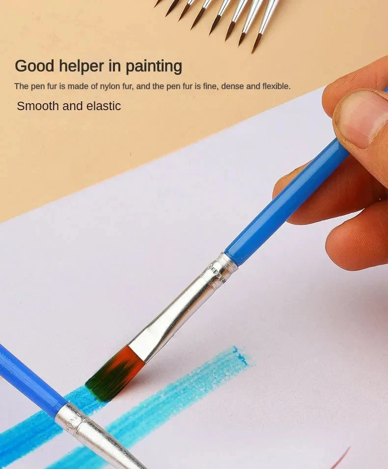 10/20/50Pcs Painting Brushes Set Art Round / Flat Brushs Nylon Hair Paint Brushes Pen for Oil Acrylic Watercolor Art Supplies