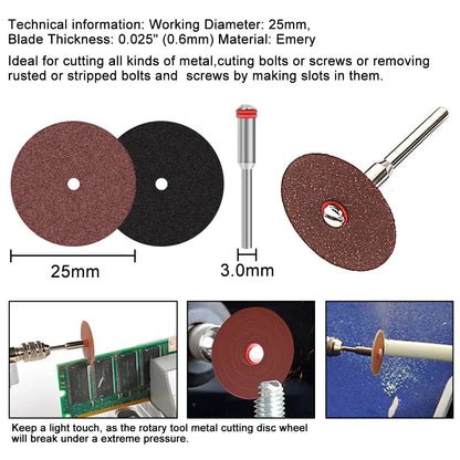 XCAN 63pcs Cutting Wheel Set Mini HSS Saw Blade,Diamond Saw Blade,Metal Cut off Disc  Drill 1/8" Mandrel for Dremel Rotary Tool