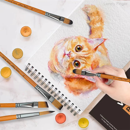 Paint Brush Set 12/48pcs Synthetic Hair for Acrylic Painting Watercolor Painting Gouache Ink Craft and Detail Painting