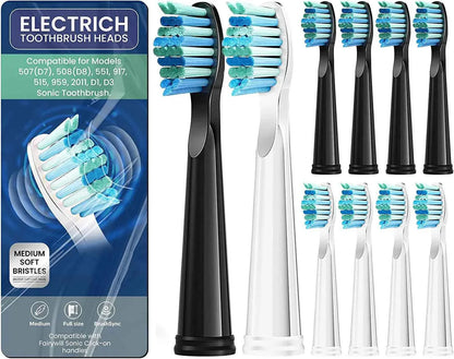 Premium Replacement Toothbrush Heads for Fairywill & Seago - Du Pont Bristles - Compatible with FW-507/508/D1/D3/D7