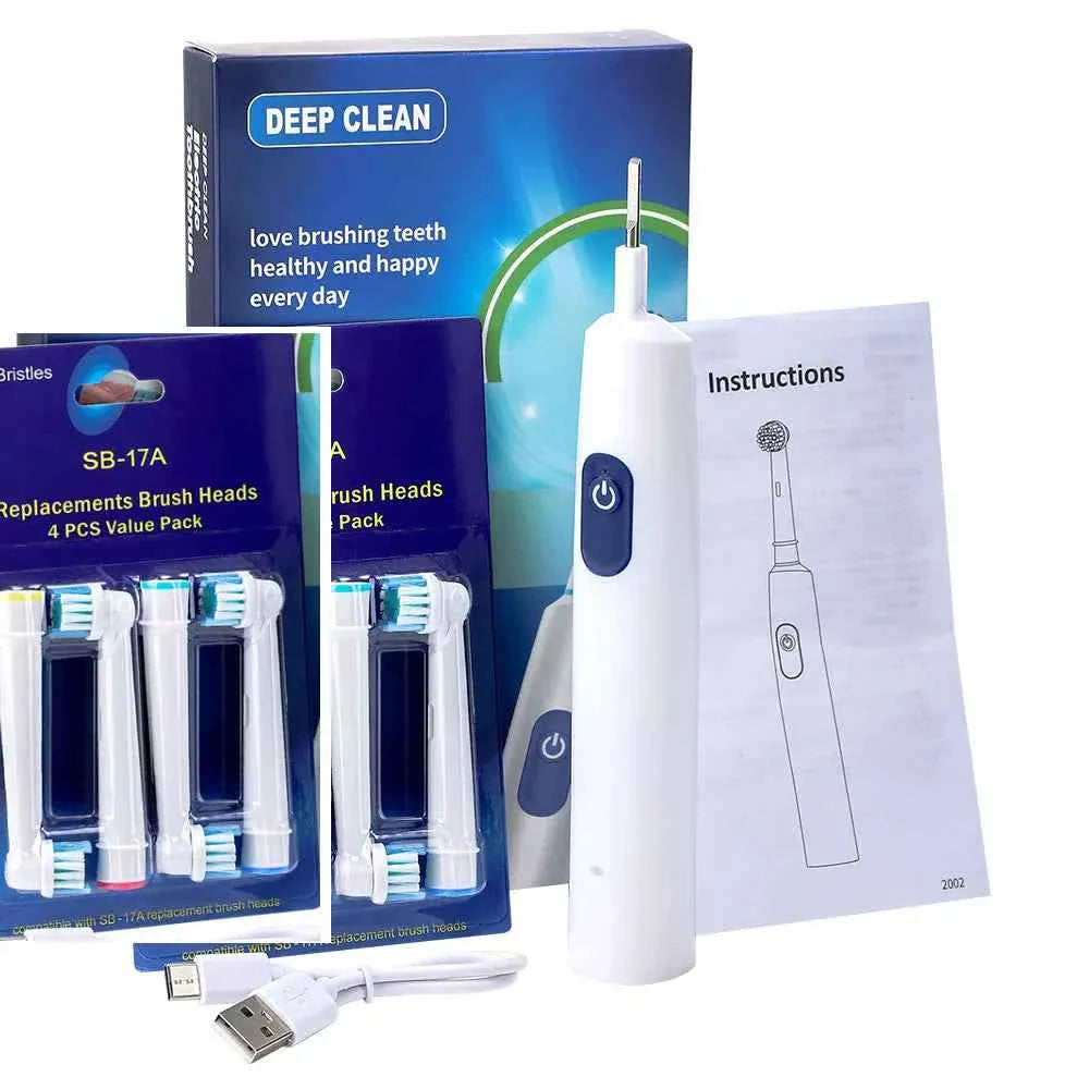 Sonic Electric Toothbrush Rechargeable Rotary Adult Waterproof with Timer 5 Modes & 4 Replaceable Brush Heads for Teeth Cleaning