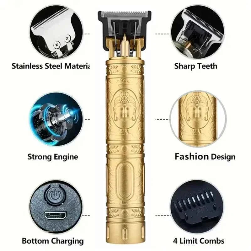 Carving Hair Clipper Professional Hair Cutting Machine Barber Rechargeable Hair Trimmer Metal Haircut Machine Clipper for Men