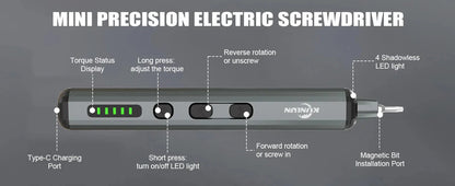 KUNLUN 68-in-1 Mini Electric Screwdriver Set, Small Electric Screwdriver Cordless with 64 Magnetic Bits, 5 Torque Settings,