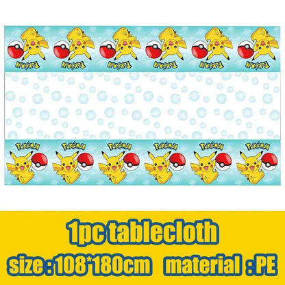 Pokemon Birthday Party Decorations Paper Tableware Plates Napkins Cups Pikachu Birthday Tablecloth Party Supplies Children Gifts