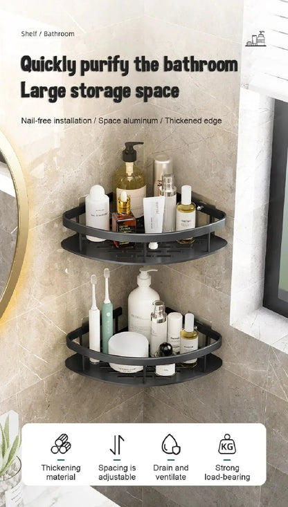 Bathroom Shelves Wall Mounted Non perforated Bathroom Shelf Shower  Storage Shelf  Kitchen Organizer  Bathroom Corner Shelf