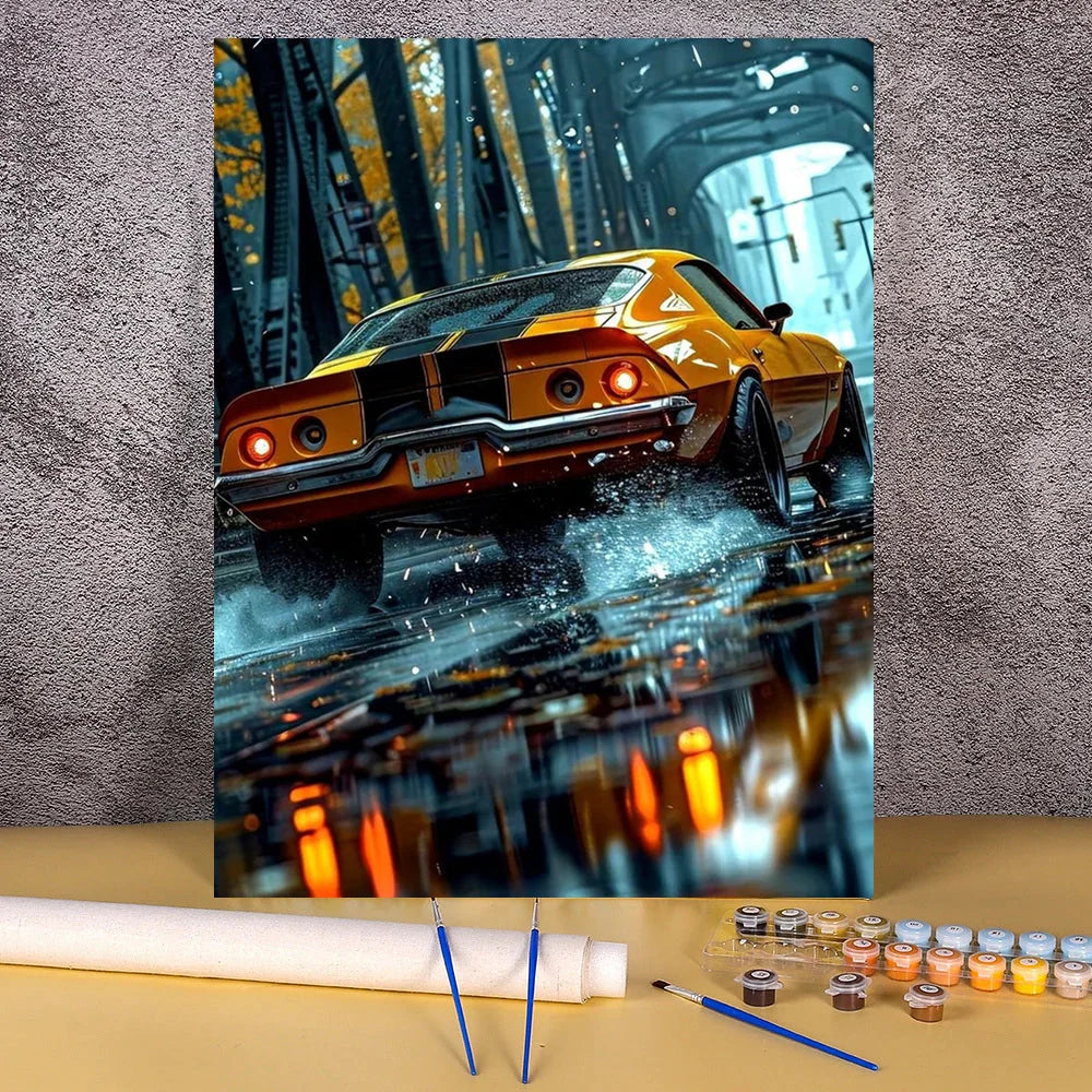 Acrylic Paint By Numbers Red Sports Car  Painting By Numbers On Canvas Coloring By Number For Adults Paint Digital Art