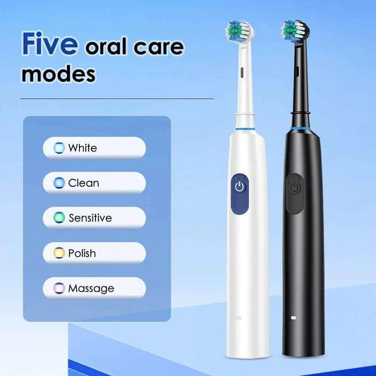 Sonic Electric Toothbrush Rechargeable Rotary Adult Waterproof with Timer 5 Modes & 4 Replaceable Brush Heads for Teeth Cleaning