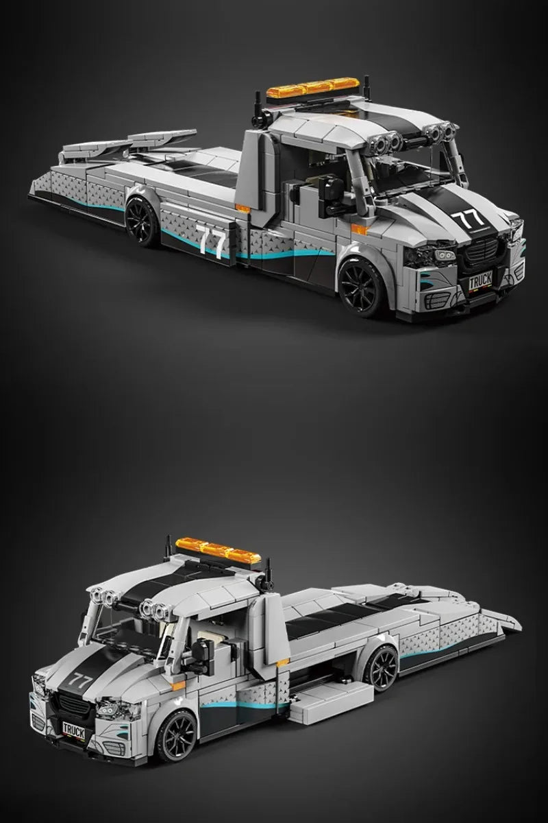 672Pcs Modified Trailer Building Blocks MOC Car Transporter Flatbed Tow Truck Vehicle Recovery Hauler Boys Festival Party Gifts