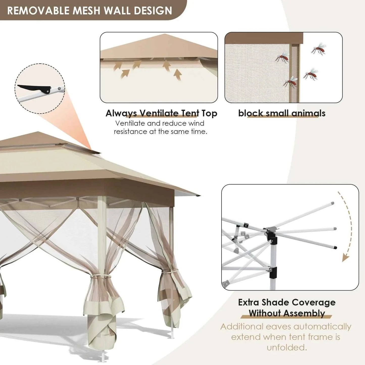 3.3x3.3m Pop-Up Folding Gazebo - Waterproof Garden Tent with Mosquito Netting