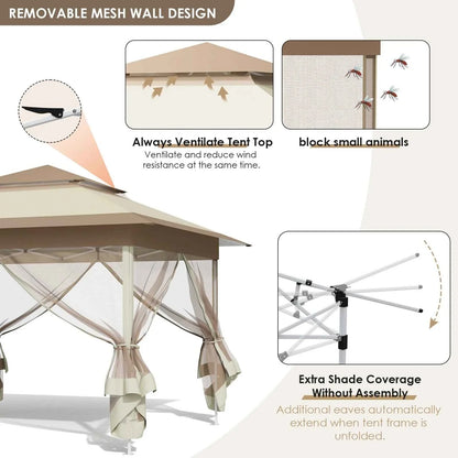 3.3x3.3m Pop-Up Folding Gazebo - Waterproof Garden Tent with Mosquito Netting
