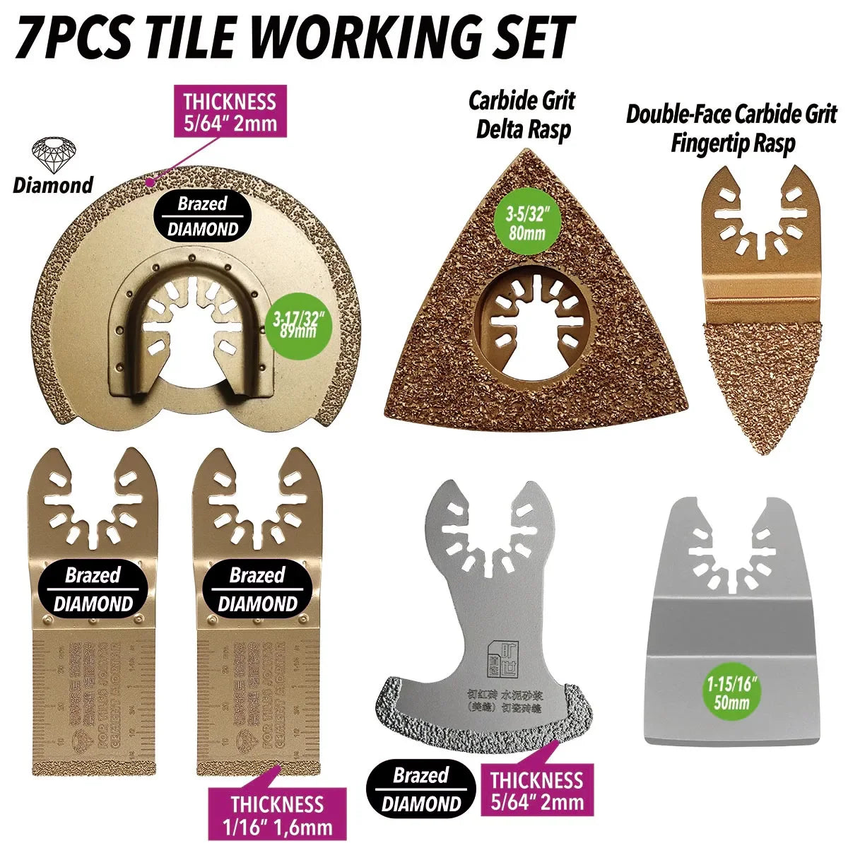 Oscillating Saw Blades Kit，Multitool Blades - Compatible with Milwaukee Dewalt  Worx Skil AEG Ryobi