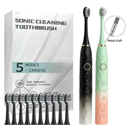 Electric Toothbrush Rotary Cleaning Teeth Brush Waterproof Electronic Tooth Brush With Timer USB Rechargeable Toothbrush 10 head