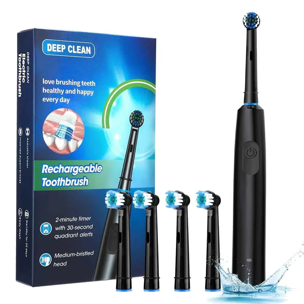 Electric ToothbrushRotating for Adults Deep Cleaning Teeth Tooth Brush Rechargeable Power Smart Timer with 8 Brush Heads