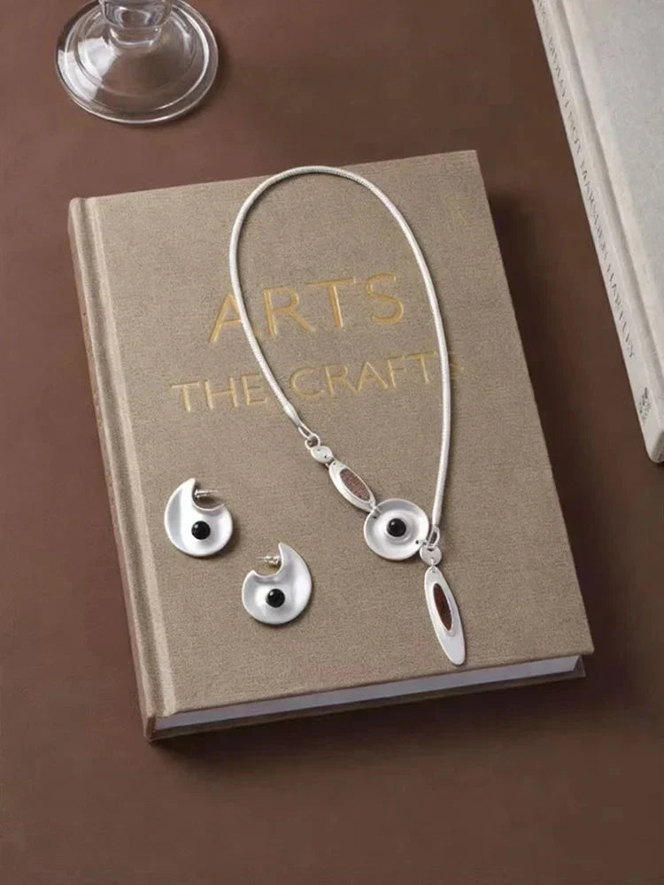Artistic Craft Jewelry Accessories Eye Motif Necklace and Earrings Set for Women Men Fashion Forward Accessories