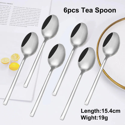Elegant Thin Silver Cutlery Set - Mirror Polished Stainless Steel Tableware