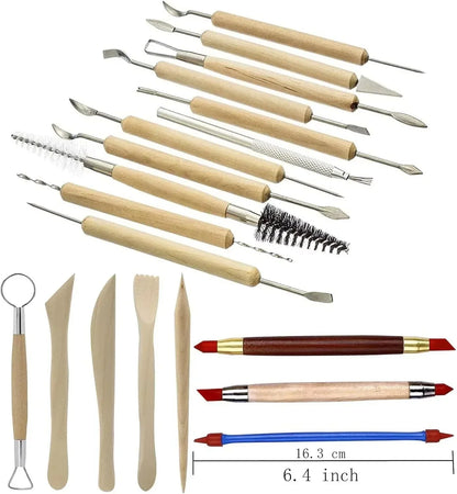 Art Supplies Ceramic Sculpting Tools Wooden Handles Ceramic Clay Pottery Tool Beginner DIY Crafts Wood and Steel Home School Use