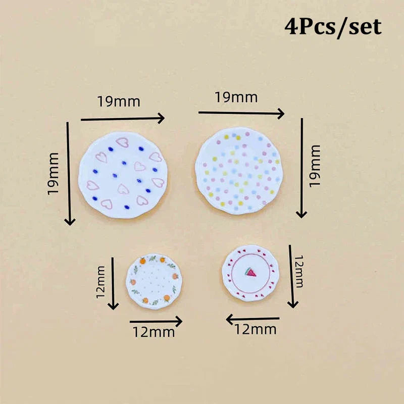 Doll Home Simulation Kitchen Tableware Accessories Dolls House Scene Decor Toy 1:12 Dollhouse Miniature Dining Plates