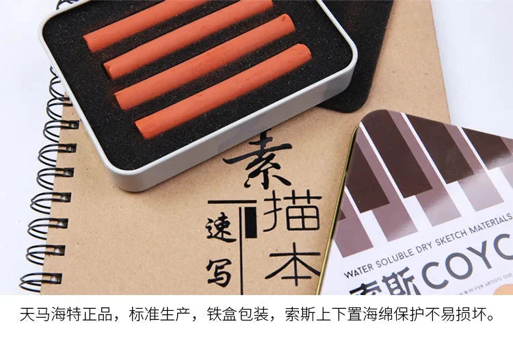 4 Pcs/box Sketch Charcoal Water-soluble Sketching Dry Materials Charcoal Brushes Charcoal Strips Art Painting Supplies