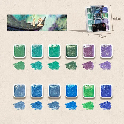 12/24/35/48Color Pearlescent Solid Watercolor Paint Multifunctional Painting Tool Set Painting Paint DIY Watercolor Sets