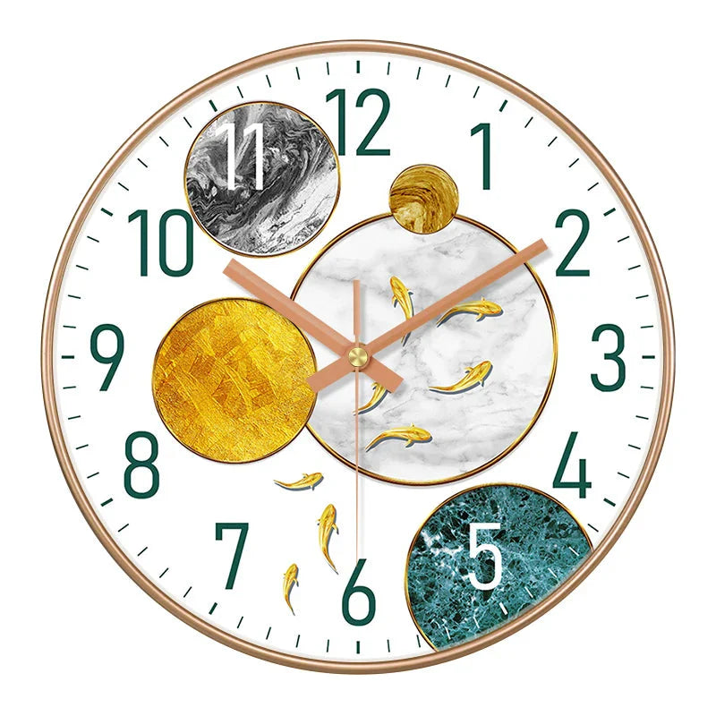 Simple Luxury Quartz Clock Hanging Wall Fish Decoration Modern Style Restaurant Living Room Home Decor Clock 8 10 12 Inche