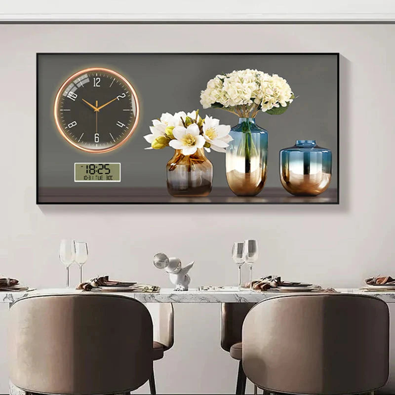 Large Size Aluminum alloy framed Artwork Wall Clock, Luxurious Muted Quartz Clock for Home Decor,living Room,bed Room Décor
