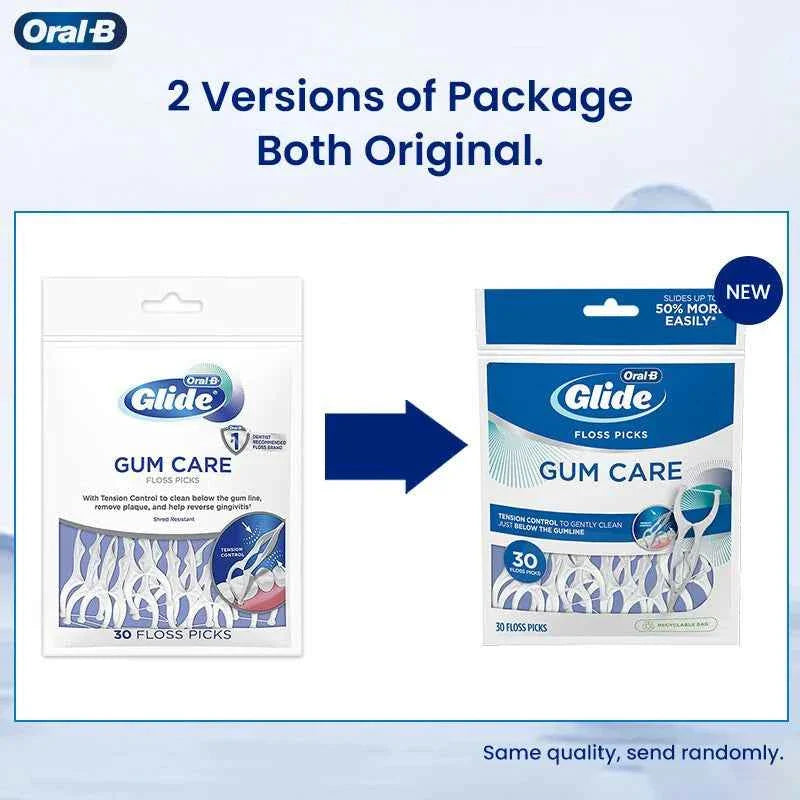 Oral B Flosser Glide Floss Picks Dental Toothpicks Gum Care Teeth Cleaning Sticks Y-shaped 3D Floss Toothpicks 90 pcs
