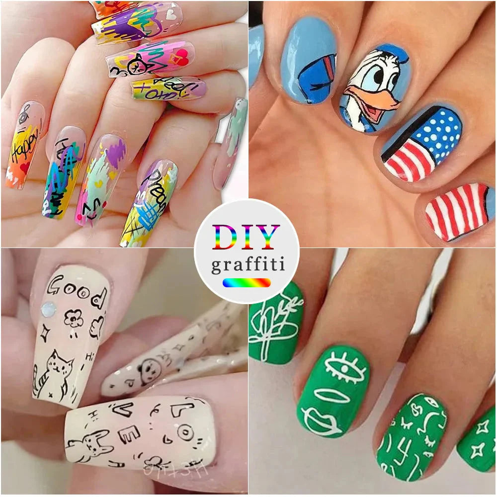 Nail Art Graffiti Pen Nail Acrylic Paint Pen Waterproof Painting Lines Pencil DIY Drawing Abstract Design Nail Accessories