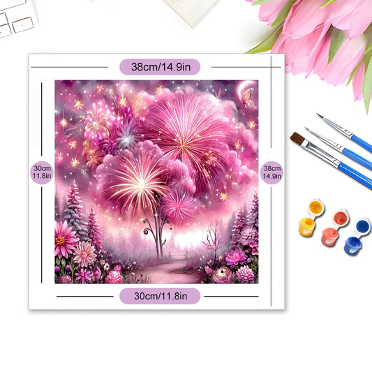 EverShine Drawing By Numbers Set Landscape Paint Kit For Adults Colorful Fireworks Canvas Numbers Painting Flower New Year Gift