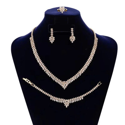 Jewelry Set HADIYANA Gorgeous Women Wedding Got Engaged Party Bridal Necklace Earrings Ring And Bracelet Set BN7840 Accessories