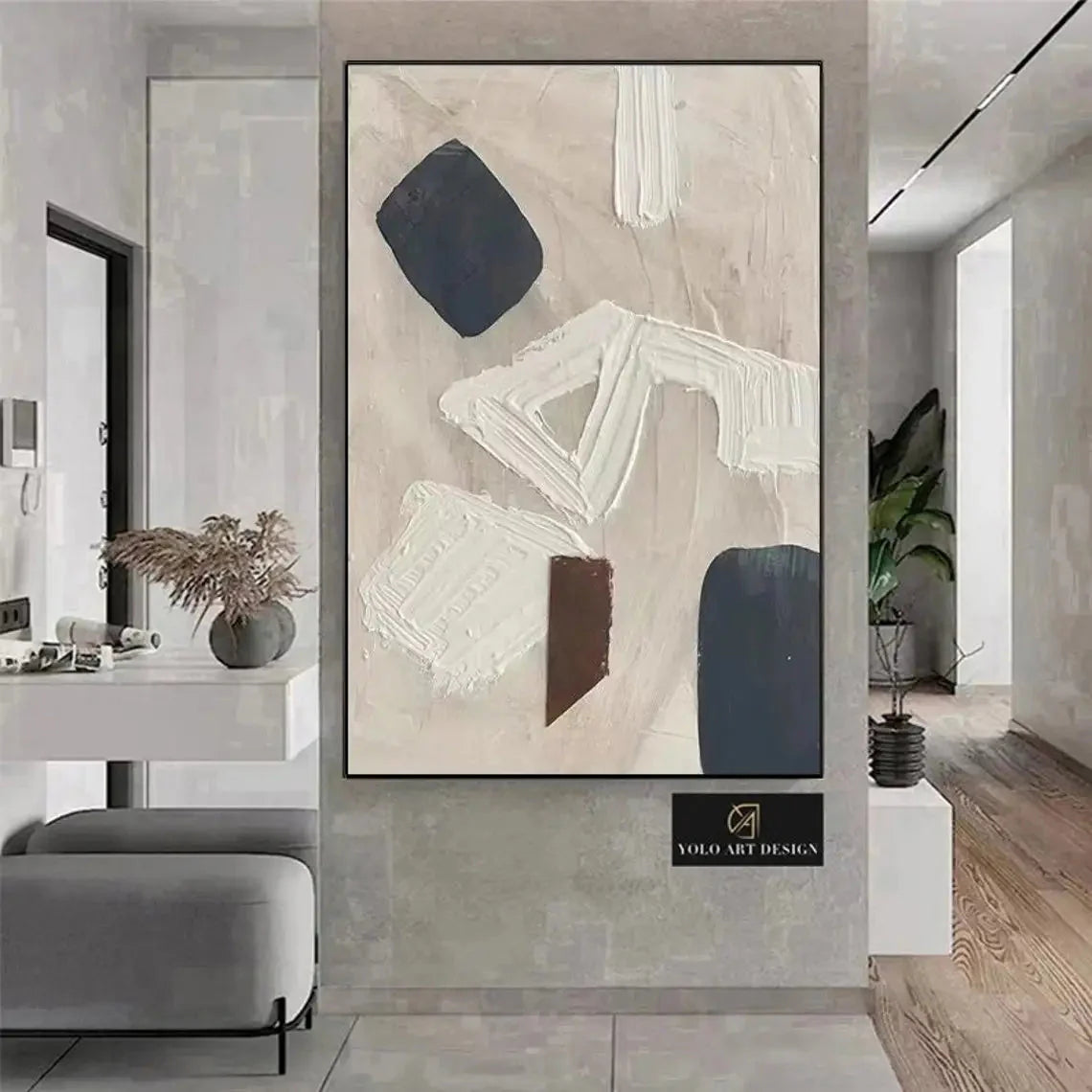 Texture Handmade Painting on Canvas Abstract Colorful Modern Minimalism Wall Art Decor Large