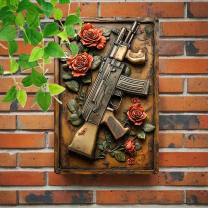 Vintage 'Hot Weapon' Aluminum Metal Sign (8"x12") - Ideal Wall Art for Man Caves, Bars, Garages & Outdoor Spaces