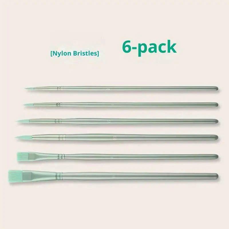 ♥Nylon Bristle Wooden Handle Pointed And Flat Watercolor Paintbrush Set For Art, Acrylic, Gouache, And Oil Painting