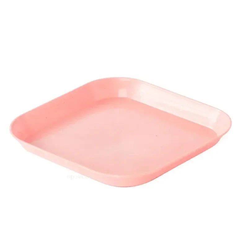 Solid Color Wheat Straw PP Plate Reusable Small Plates Dinner Dish Vegetable Fruit Cake Snacks Plate Tableware Home Supplies