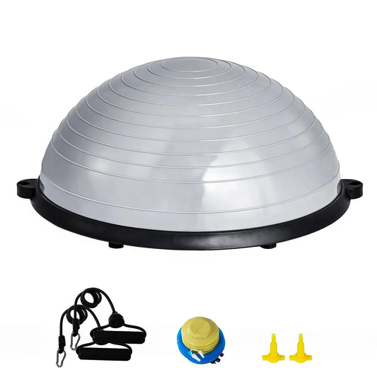 SucceBuy 23/26 inch Half Exercise Ball Trainer Balance Ball Trainer 660lbs Capacity Stability Ball Yoga Ball w/ Resistance Bands
