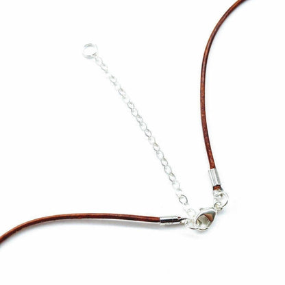 Silver Green Blue Shell Bead Charm Leather Necklace
