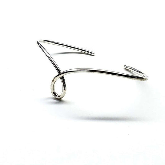 Handmade Wire Sculpted Silver Teardrop Bangle